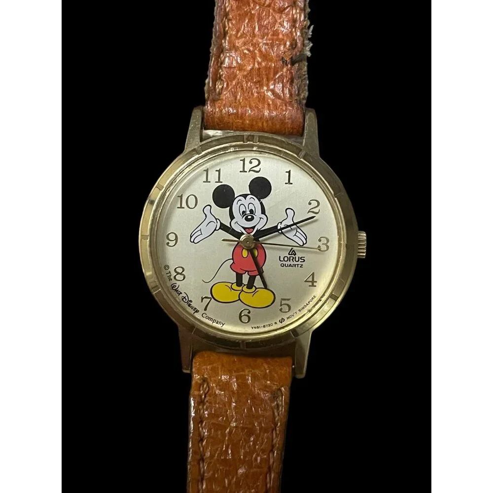 Rare 1990s Lorus Walt Disney Mickey Mouse Vintage Gold Quartz Watch New Battery - Picture 2 of 5